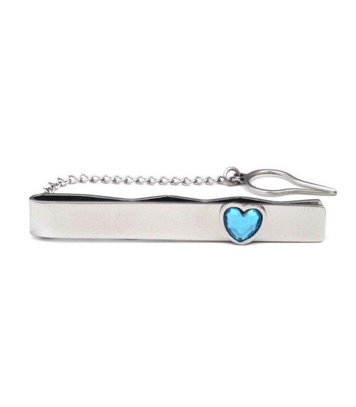 Pasador de Corbata AquaMarina Heart Stone