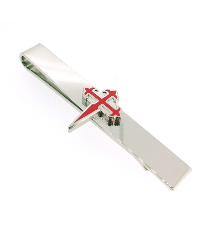Pasador de Corbata Cruz de Santiago Plateado