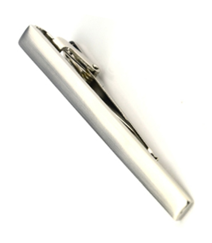 Pasador de Corbata Liso Plateado Brillo