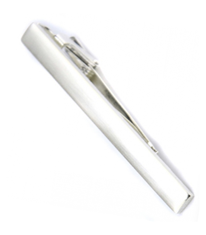 Pasador de Corbata Liso Plateado Mate