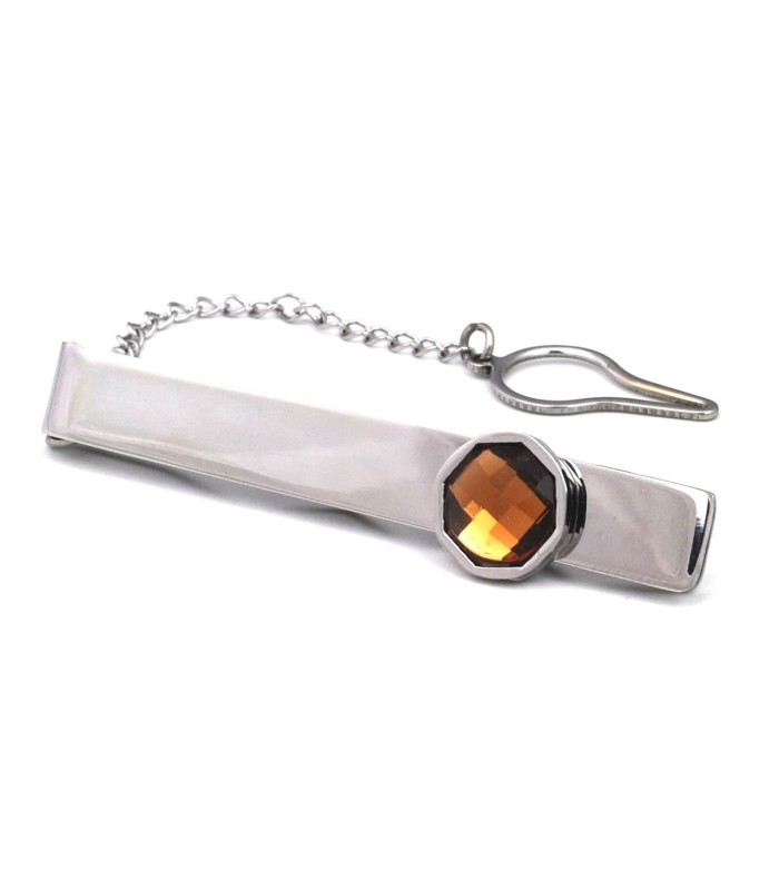 Pasador de Corbata Octogonal Brown Stone