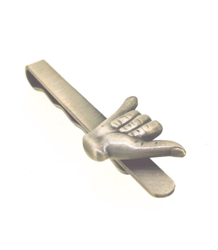 Pasador de Corbata Saludo Surfero Hang Loose Acero