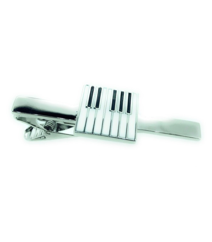 Pasador de Corbata Teclado de Piano Plateado