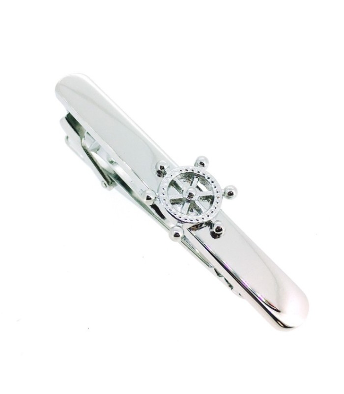 Pasador de Corbata Timón Plateado