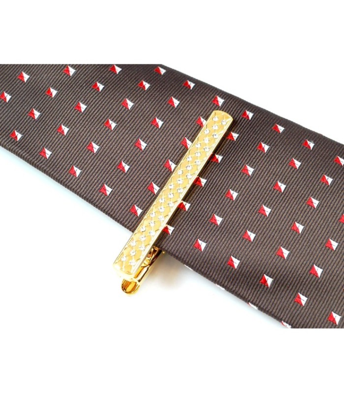 Pasador de Corbata y Gemelos Gold Design with Crystal
