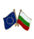 Pin de Solapa Bandera de La Unión Europea y Bandera de Bulgaria