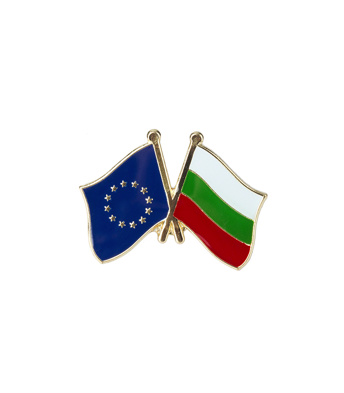 Pin de Solapa Bandera de La Unión Europea y Bandera de Bulgaria