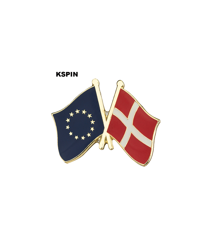 Pin de Solapa Bandera de La Unión Europea y Bandera de Dinamarca