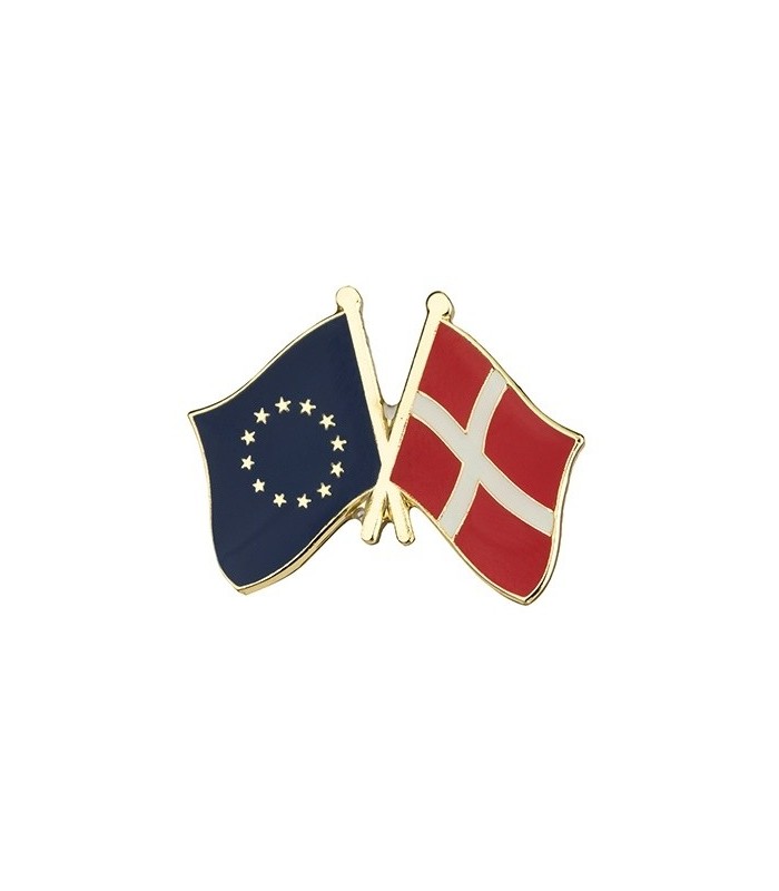 Pin de Solapa Bandera de La Unión Europea y Bandera de Dinamarca
