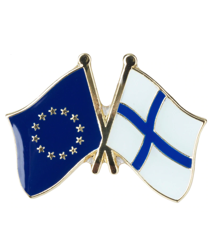Pin de Solapa Bandera de La Unión Europea y Bandera de Finlandia