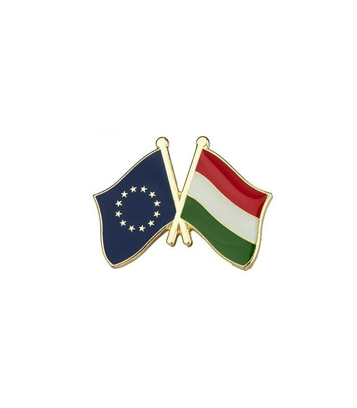 Pin de Solapa Bandera de La Unión Europea y Bandera de Hungría