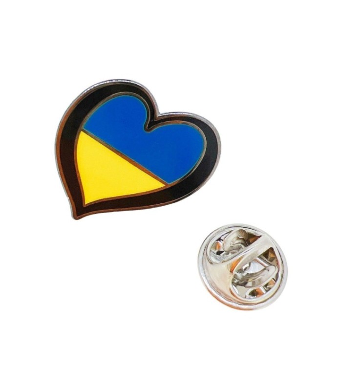 Pin de solapa Corazón de bandera de ucrania - juntos con ucrania - 20x20mm