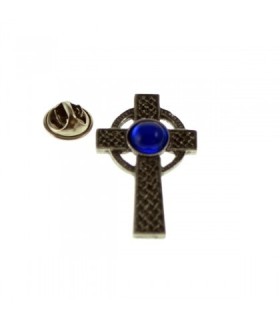 Pin de Solapa Cruz Celta Gema Azul mod 2 35x25mm