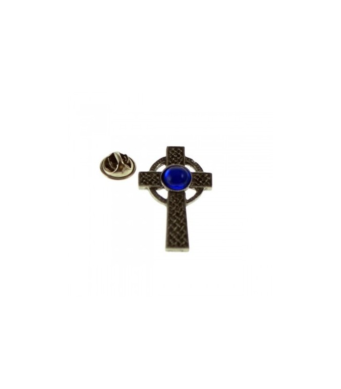 Pin de Solapa Cruz Celta Gema Azul mod 2 35x25mm