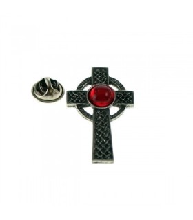 Pin de Solapa Cruz Celta Gema Roja mod 2 35x25mm