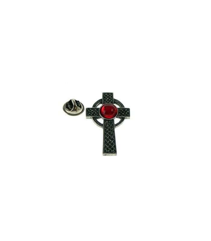 Pin de Solapa Cruz Celta Gema Roja mod 2 35x25mm
