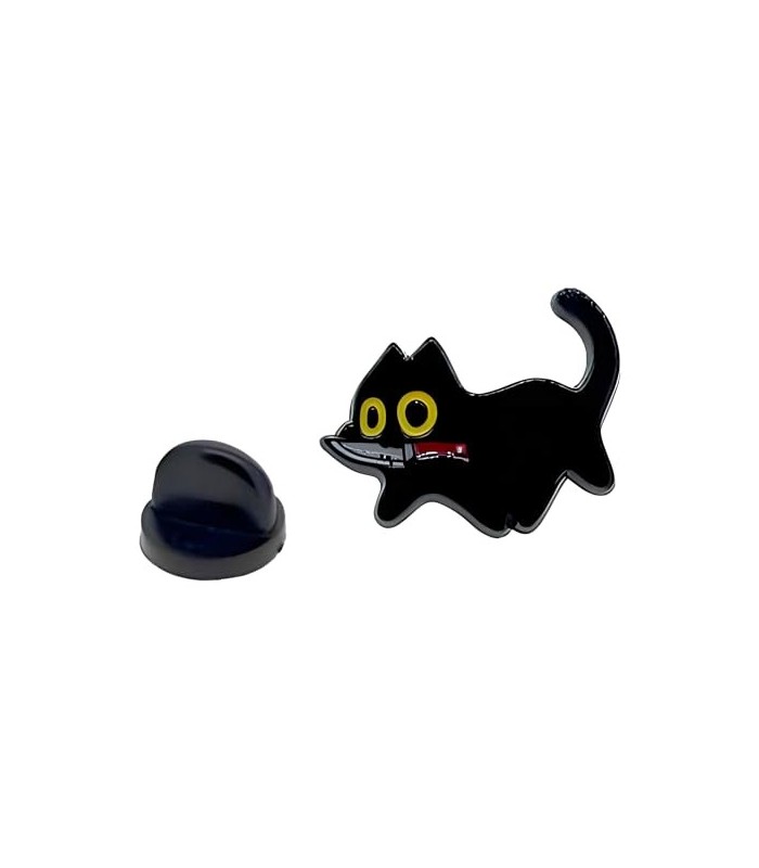 Pin de Solapa Gato Negro con Cuchillo 18mm