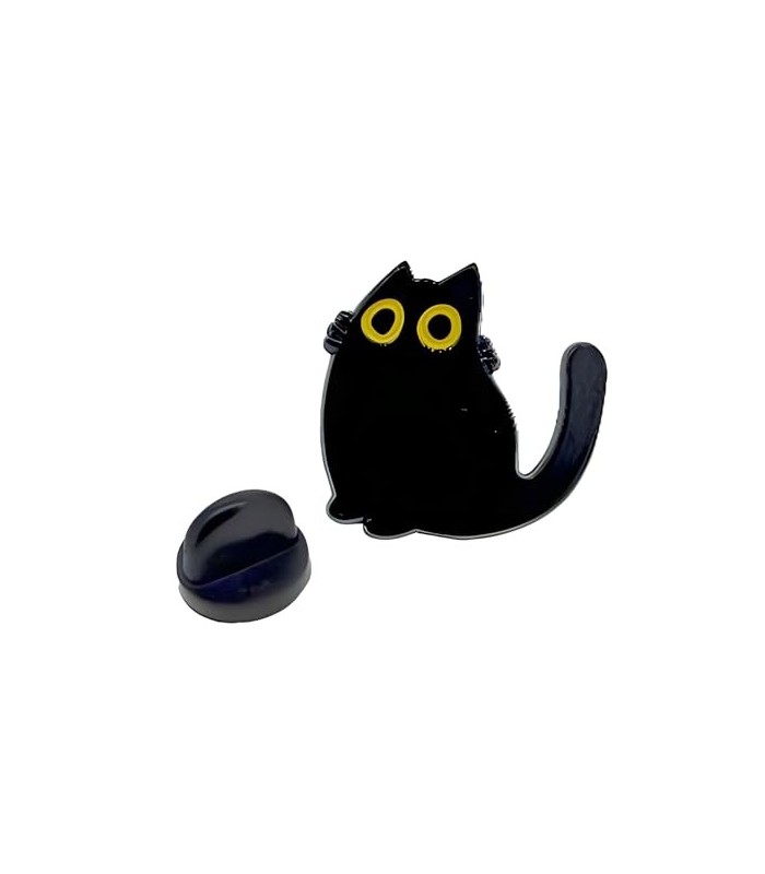 Pin de Solapa Gato Negro Sentado -18mm