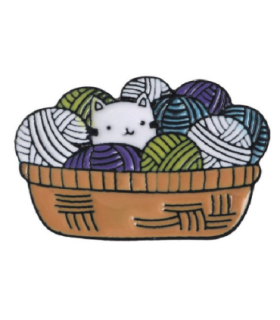 Pin de Solapa Gato y Bolas de Lana 40x25mm