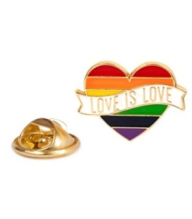 Pin de solapa Love is Love en Corazón arcoíris - 20x26mm
