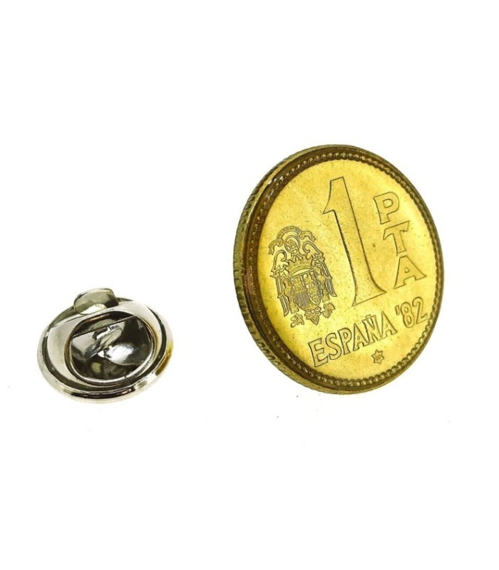 Pin de Solapa Moneda Original 1 Peseta Mundial 82