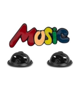 Pin de Solapa palabra Music en colores -35x17mm