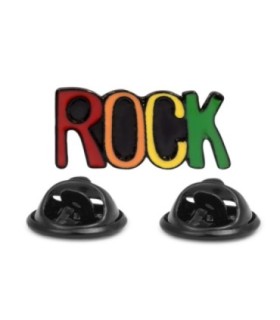Pin de Solapa palabra Rock en colores -28x14mm
