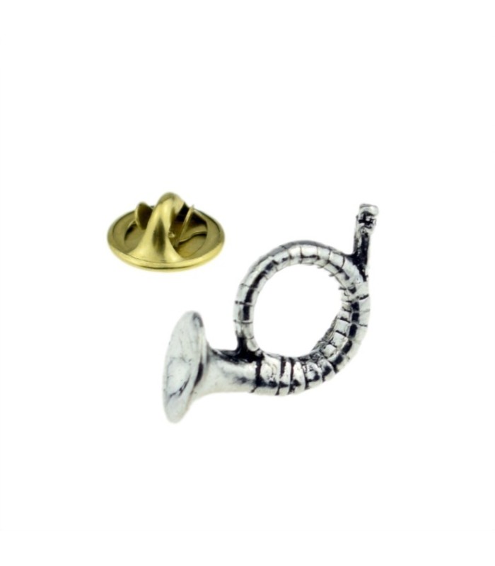 Silver French Trumpet 30mm Pin