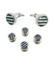 Stud Set Botones de Esmoquin y Gemelos Black and Nacar Round