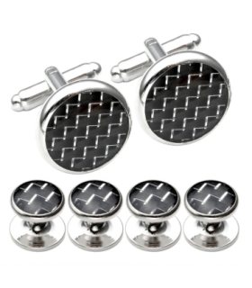 Stud Set Botones de Esmoquin y Gemelos Black and Steel Mosaic