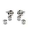 Stud Set Botones de Esmoquin y Gemelos Black and Steel Stripes