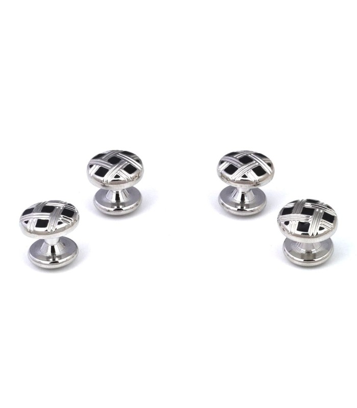 Stud Set Botones de Esmoquin y Gemelos Black and Steel Stripes