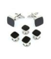 Stud Set Botones de Esmoquin y Gemelos Black Elegant Square