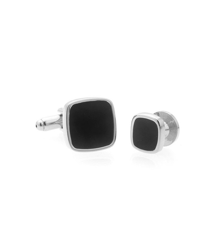 Stud Set Botones de Esmoquin y Gemelos Black Elegant Square