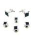 Stud Set Botones de Esmoquin y Gemelos Black Square Stone on Steel