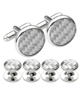 Stud Set Botones de Esmoquin y Gemelos Grey and Plated Mosaic