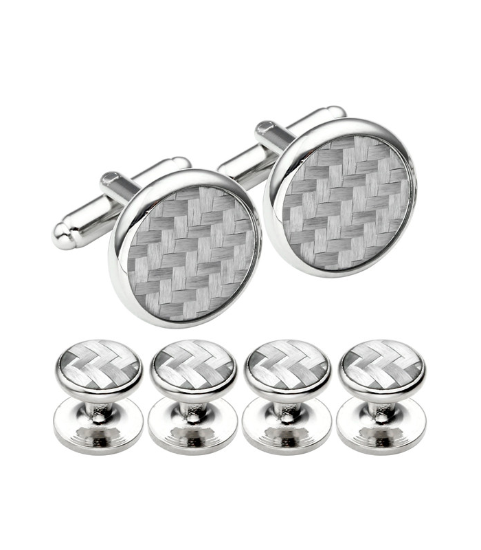 Stud Set Botones de Esmoquin y Gemelos Grey and Plated Mosaic