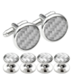 Stud Set Botones de Esmoquin y Gemelos Grey and Plated Mosaic