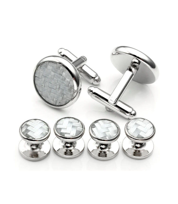Stud Set Botones de Esmoquin y Gemelos Grey and Plated Mosaic
