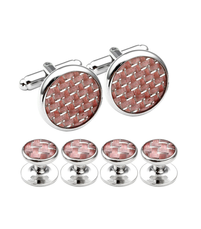Stud Set Botones de Esmoquin y Gemelos Pink Mosaic