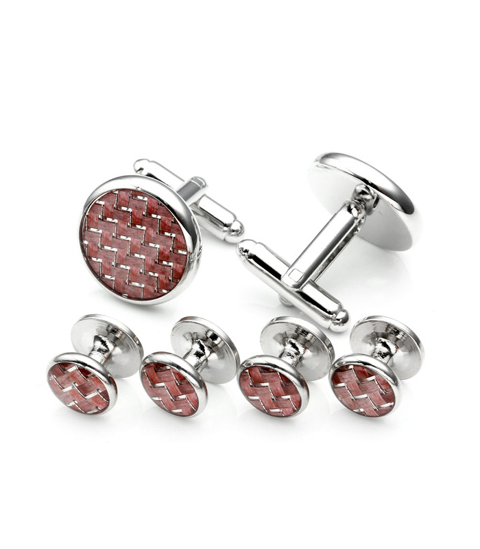 Stud Set Botones de Esmoquin y Gemelos Pink Mosaic