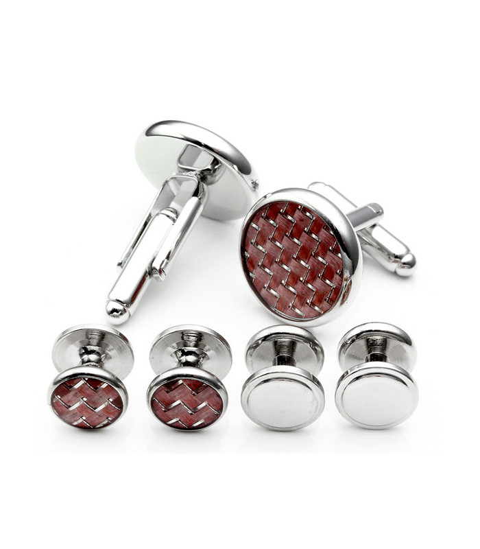 Stud Set Botones de Esmoquin y Gemelos Pink Mosaic