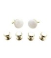 Stud Set Botones de Esmoquin y Gemelos Steel And White