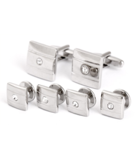 Stud Set Botones de Esmoquin y Gemelos Stripes and Crystal