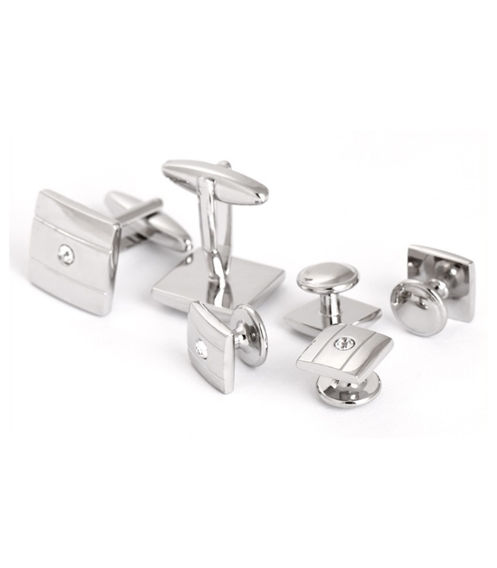 Stud Set Botones de Esmoquin y Gemelos Stripes and Crystal