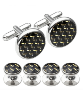 Stud Set Botones de Esmoquin y Gemelos Yellow and Black Mosaic