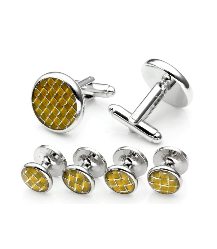 Stud Set Botones de Esmoquin y Gemelos Yellow Mosaic