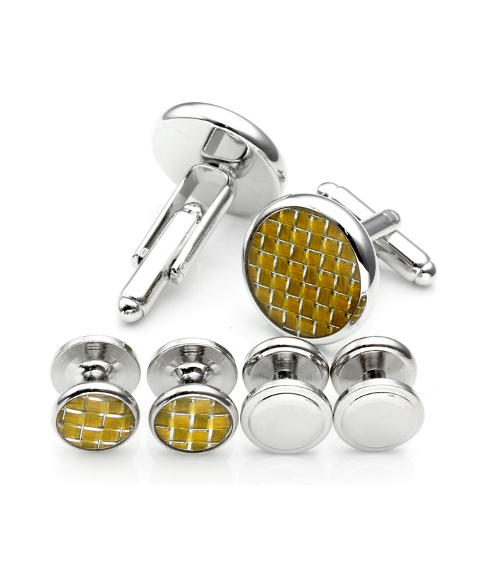 Stud Set Botones de Esmoquin y Gemelos Yellow Mosaic