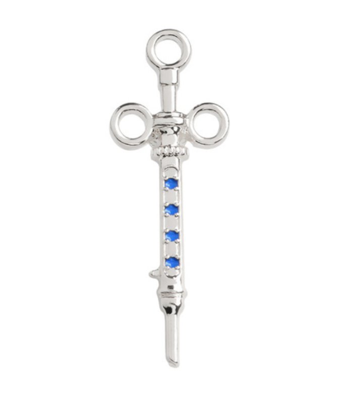 White Test Tubes and Blue Crystals 25x20mm Pin