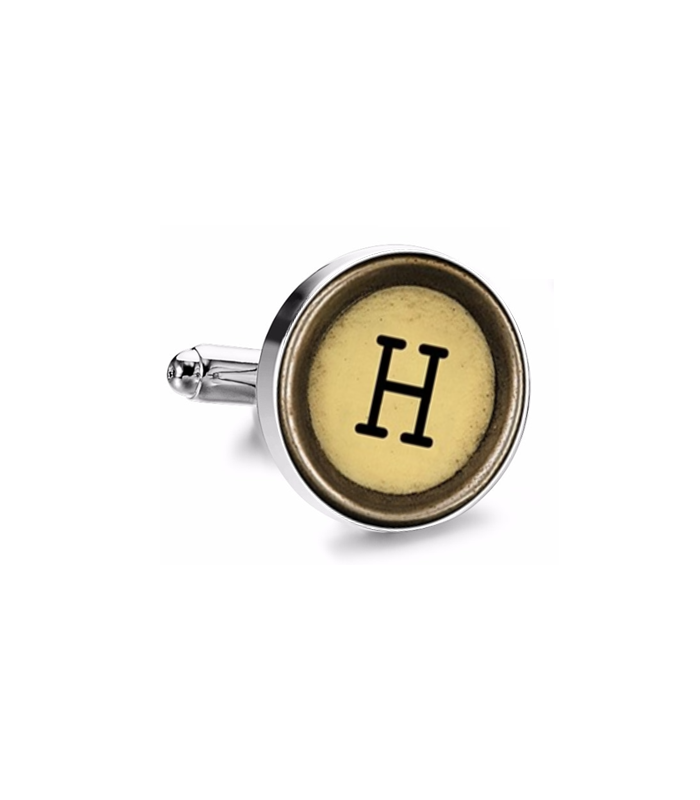 Gemelo de Camisa Magglass Boton de Maquina de Escribir Letra Letter H Mod 2 Medio Par